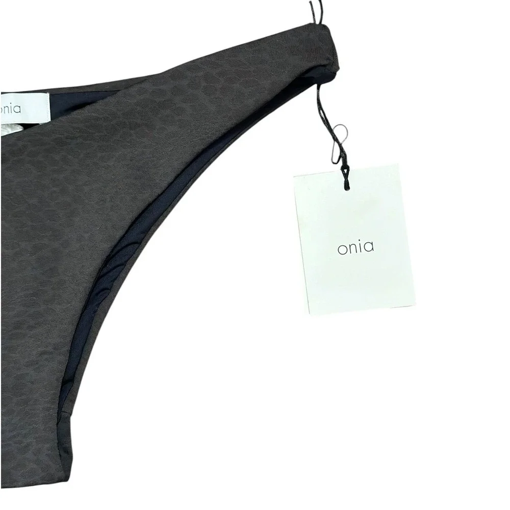 Onia Feline Texture Black V-Front High Leg‎ Bikini Bottom Women's Size Small NWT